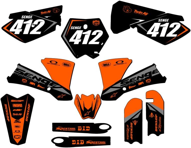 2003-2005 SX 85 İkili Turuncu Senge Grafik Rider ID ile Komple Kiti KTM ile uyumlu