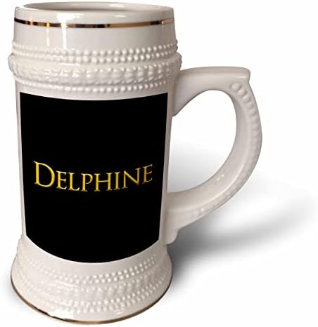 3dRose Delphine Amerika'da popüler bayan adı. Siyah hediye üzerine sarı. - 22oz Steın Kupa (stn-376076-1)