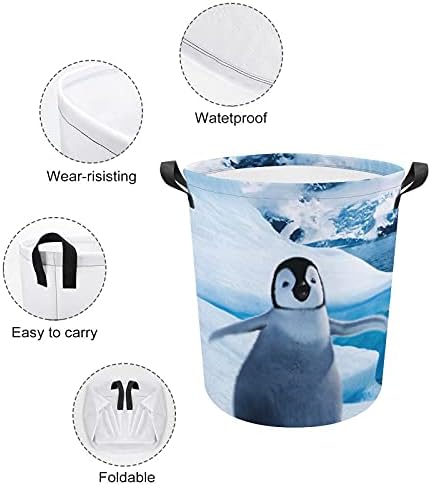 FoDuoDuo çamaşır sepeti Karikatür Pinguin Duschvorhang Çamaşır sepeti Kolları İle Katlanabilir Sepet Kirli giysi