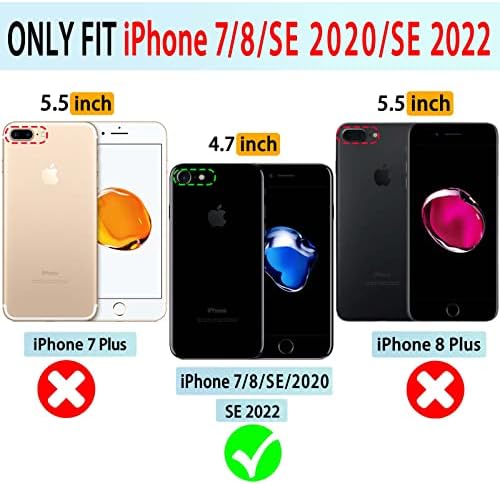 iPhone SE 2022/2020 Kılıf, iPhone 8 / iPhone 7 Cüzdan Kılıf, VANAVAGY Deri Flip Folio Telefon Kapak Fit Manyetik