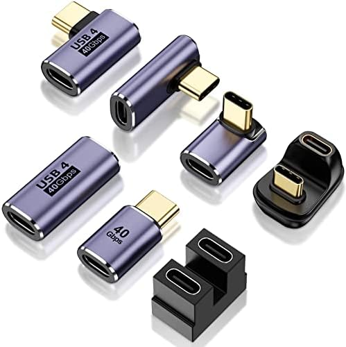 USB C Adaptörü (7 Paket) ile 100 W 40 Gbps 8 K 60Hz, 90 Derece Sağ Açı, Düz, Kadın için Kadın/Kadın için Erkek, USB