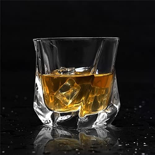 YXBDN Viski bardak takımı 4 Bükülmüş Cam Bardak Bardak 7 Oz / 210 Ml Scotch Bourbon Viski, Hediye Kutusunda