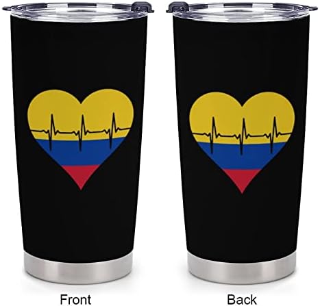 Aşk Kolombiya Kalp Atışı Plastik Seyahat Kupa Vakum Yalıtımlı Kahve Fincanı Dayanıklı Araba Fincan Moda Kahve Kupa
