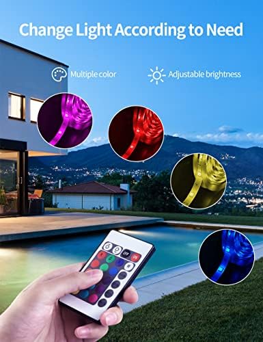 LED şerit ışıklar 32.8 ft, uzaktan kumanda ile su geçirmez Led ışık şeritleri, RGB renk değiştirme ışık odası ev