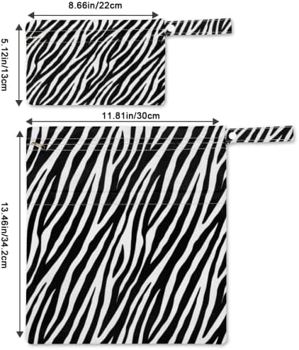 Zebra 2 Adet Bebek Bezi bezi ıslak kuru çanta, serin Zebra cilt baskı 2 fermuarlı cepler ile su geçirmez yeniden