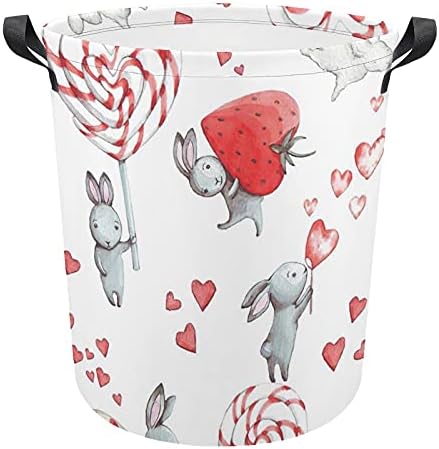FoDuoDuo çamaşır sepeti Sevimli Tavşan Tavşan Ve Kalp Lolipop Kolları İle çamaşır Sepeti Katlanabilir Sepet Kirli