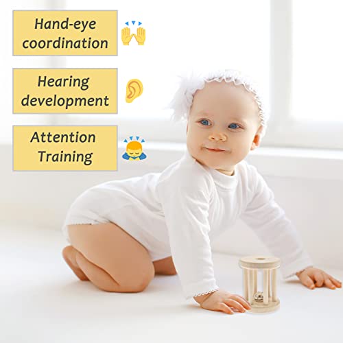 Lanttoe 2 adet Set Ahşap Bebek Oyuncak Ahşap Çıngıraklar Diş Kaşıyıcı Oyuncaklar Ahşap Halka Montessori Oyuncaklar