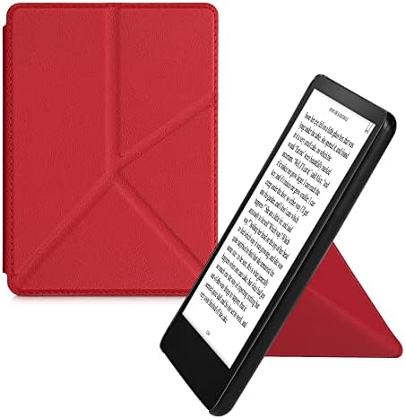Kindle Paperwhite ile Uyumlu kwmobile Origami Kılıfı 11. Nesil 2021-Standlı Ultra Slim Fit PU Deri Kılıf-Kırmızı