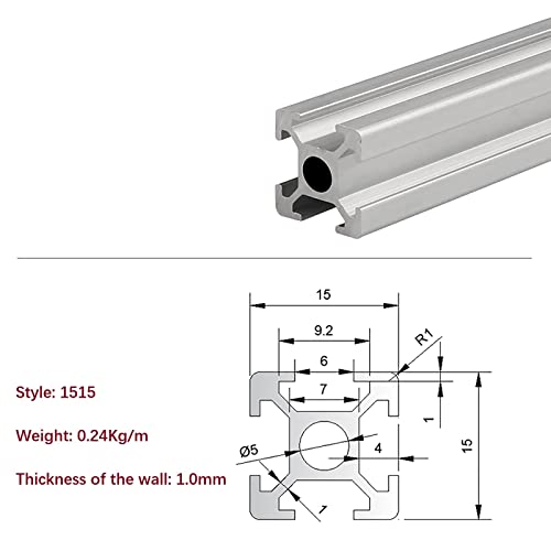 Mssoomm 10 Paket 1515 Alüminyum ekstrüzyon profili Uzunluk 96.46 inç / 2450mm Gümüş, 15x15mm 15 Serisi T Tipi T-Yuvası