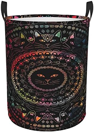 Büyük çamaşır Sepeti Spiral Kedi Gökkuşağı Kitty Mandala çamaşır sepeti Katlanabilir Kirli Giysiler Sepet Taşınabilir