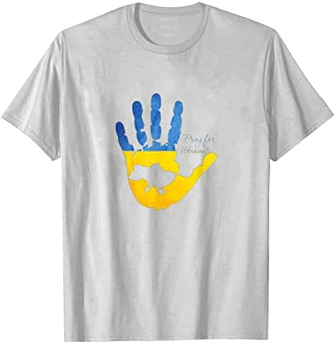 LOOKAA Ukrayna T Shirt Erkekler ve Kadınlar için Savaşı Durdur Baskı Rahat Kısa Kollu Yuvarlak Boyun Temel Gömlek
