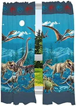 Jurassic Dünya Dominion Çocuk Odası Pencere Perde Panelleri Perdeler Seti, 82 İnç x 63 İnç, Franco tarafından