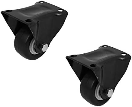 X-DREE Dikdörtgen Üst Plaka Dönebilen Döner Tekeri el arabası tekerleği Siyah 2.5 Dia 2 adet(Dikdörtgen placa üstün