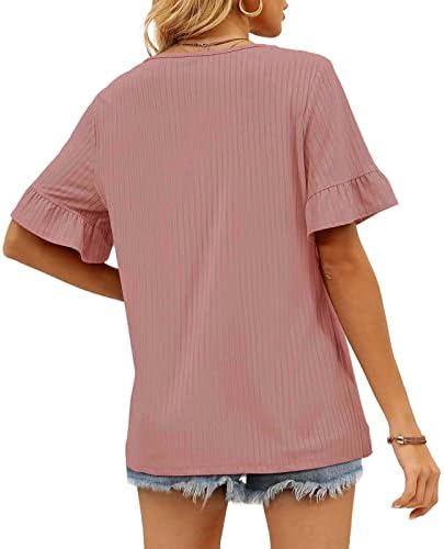 Tee Kadın Yaz Sonbahar 2023 Kısa Kollu Derin V Boyun Gevşek Fit Rahat Fit Casual Temel Bluz Tshirt Kızlar için HC