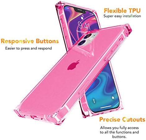 ANHONG iPhone ile Uyumlu 12/12 Pro 6.1 inç, Şeffaf Kare Kasa, Slim Fit İnce Darbeye Dayanıklı TPU Kapak Kılıf (2020)