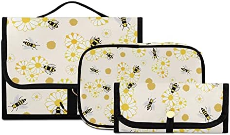 MNSRUU makyaj çantası Arılar Ve Yapraklar Asılı Makyaj Seyahat çantası Tuvalet 3 ADET Tuvalet Organizatör Çanta Taşınabilir