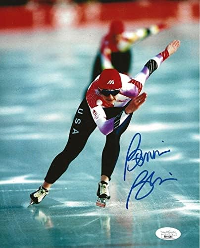Bonnie Blair ABD Sürat Pateni imzalı 8x10 fotoğraf Olimpik Altın imzalı 10 JSA İmzalı Spor Fotoğrafları