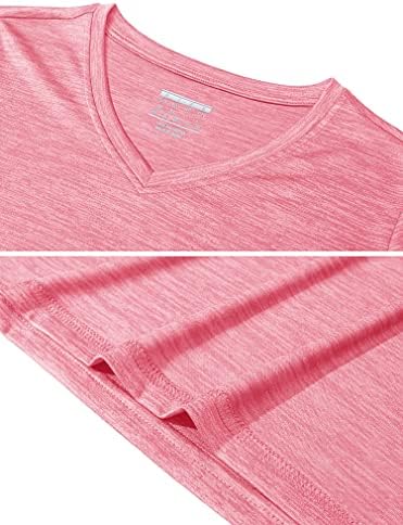 MAGCOMSEN kadın V Boyun Egzersiz Gömlek Kısa Kollu Nem Esneklik Yoga T-Shirt Hızlı Kuru Atletik Tops