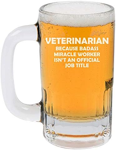 12oz bira kupası Stein cam Veteriner mucize işçi iş unvanı komik