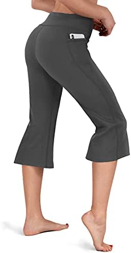 Inno Bootcut Yoga Pantolon Kapriler Kadınlar için 3 Cepli, Yüksek Belli Bayan Yoga Pantolon Egzersiz Bootleg Pantolon