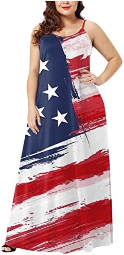 Lmdudan Bağımsızlık Günü Elbise Kadınlar için Yaz Gevşek Elbiseler Maxi Elbiseler Temmuz 4th Amerikan Bayrağı Vatansever