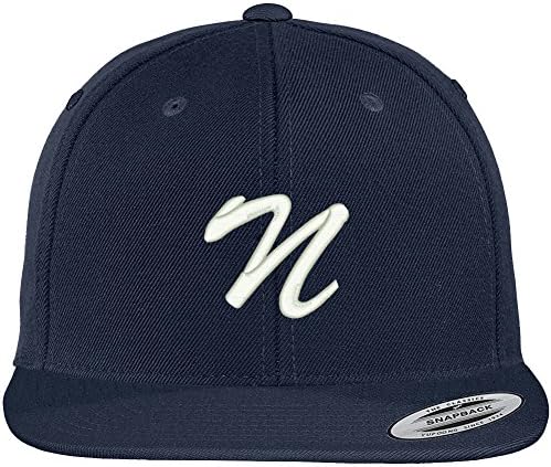 Trendy giyim mağazası mektup N fırçalanmış komut işlemeli düz fatura Snapback beyzbol şapkası