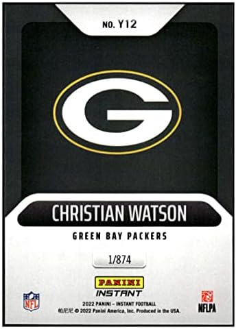 CHRİSTİAN WATSON RC 2022 Panini Anında Birinci Yıl / 874 Çaylak Y12 Packers NM+ - MT + NFL Futbolu