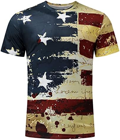 XXBR Kısa Kollu Gömlek Erkekler için, Amerikan Bayrağı Baskı Grafik Tees Vatansever Gömlek Kas Egzersiz Spor Üstleri