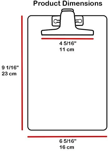 Acrimet Beyaz Pano Not Boyutu A5 (9 1/16 x 6 5/16) Premium Metal Klips (Sunta) (Kırmızı Renkli Klips) (6 Paket)