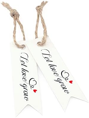 100 adet Mini Aşk Büyümek Etli Etiketleri, Dize ile beyaz Kağıt Hediye Etiketleri, Düğün için kişiselleştirilmiş