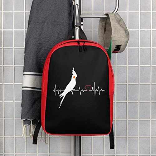 Kakadu Kalp Atışı Hayvan Papağan Evcil Hayvan Kuş Seviyor Kakadu Kırmızı Kalp Minimalist Sırt Çantası