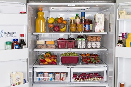 Mutfak Alanları KSEG12-AMZ Yumurta Tepsisi 14 adet İstiflenebilir Gıda Depolama Organizatör Buzdolabı, 14.5 x 3 x