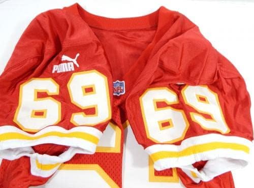 1999 Kansas City Chiefs 69 Oyunu Yayınlandı Kırmızı Forma 46 DP32196-İmzasız NFL Oyunu Kullanılmış Formalar