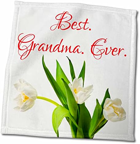 3dRose Demet beyaz lale çiçeği. En iyi metin. Büyükanne. Hiç. Beyaz Havlu üzerine (twl - 281138-3)