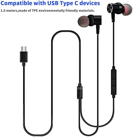 USB C Kulaklıklar, Kulakiçi Kablolu Kulaklık Android için Kulak USB Tip C Kulaklık HiFi Stereo USB C Kulaklık Akıllı