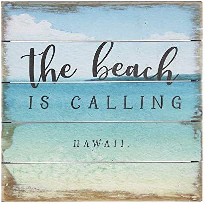 Happy Aloha Hawaiian Shoreside Kıyı Plajı Ahşap Petite Palet Plak Burcu-8 x 8 x 1, ABD'de Üretilmiştir (Plaj Çağırıyor-Hawaii)