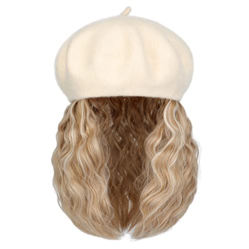Cephermer Bere Kap 8 İnç Dalgalı kıvırcık saç uzantıları Kadınlar için Şapka Ekli Sentetik Peruk Kısa Uzantıları