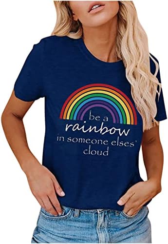 pbnbp Bayan Pride Gömlek Yaz Gevşek Fit LGBT Pride Parade Kıyafetler Kısa Kollu Gökkuşağı Baskılı Üstleri Rahat Bluzlar