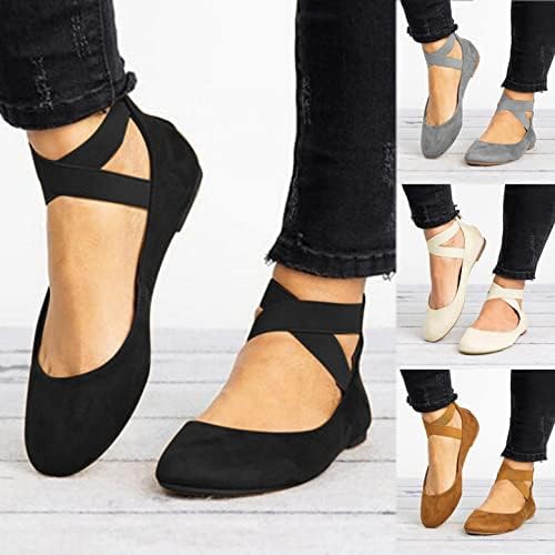 Kadınlar için sandalet Rahat, kadın Ayak Bileği Kayışı Rahat Sivri Burun Rahat Klasik Konfor Slip-On düz ayakkabı