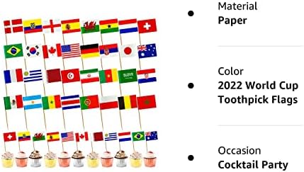 Erdirmek 3 Set 2022 Dünya Kupası Kürdan Bayrağı Küçük Mini Kokteyl Meyve Cupcakes Toppers Sopa Bayrakları, 96 adet