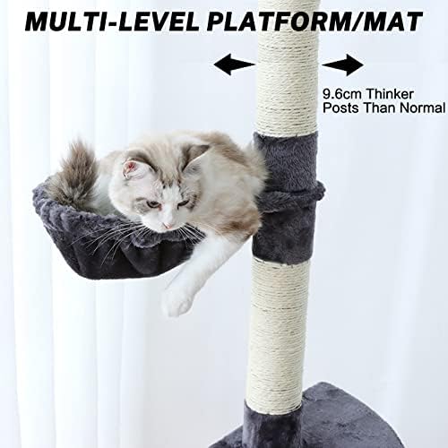 OKSTENCK Kedi Ağacı Kınamak Kedi Kulesi Rafları Kapalı Kediler için Ayarlanabilir Yükseklik (95-107 İnç) Kitty Tırmanma