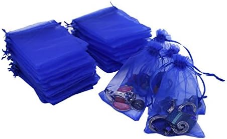 Wudygırl 50 adet 6x9 İpli Organze Çanta Mavi Takı Torbalar Parti Ayıklayacaktır Favor Mumlar Kozmetik Oyuncak Topları