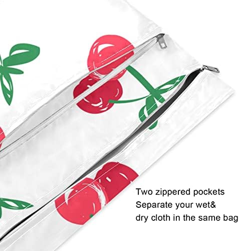 susıyo Bez Bebek Bezi ıslak su geçirmez çantalar Kırmızı Kiraz Meyveleri İki Fermuarlı Cepli Su Geçirmez Yeniden