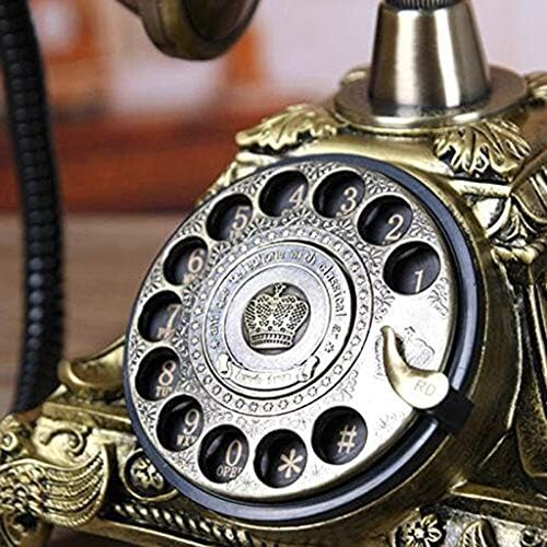 TREXD Antika Telefon, Reçine Taklit Bakır Retro Eski Moda Döner Kadran Ev ve Ofis Telefon