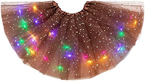 Kadın LED ışıkları 3 Katmanlı Yıldız etekler Kızlar için moda parti Mini Etekler Sequain Örgü Kabarık Balerin Parlak