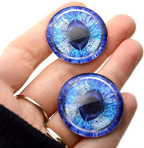 Mavi Odin Cam Gözler Fantezi Cabochons Çifti Sanat Bebek Parçaları, Heykel, Takı Yapımı, Tahnitçilik, Kuzgun, Flatback