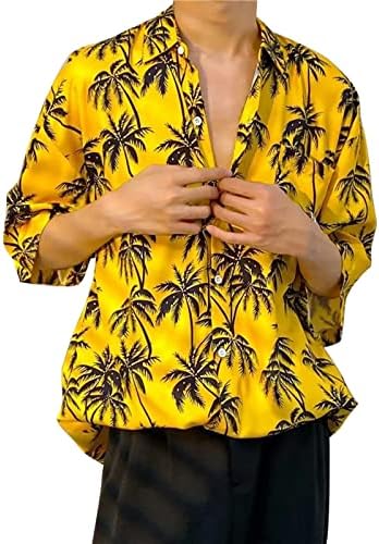 2023 Yeni Erkek Rahat Baskılı Gömlek Moda Üst Bluz Gömlek T Shirt Spandex