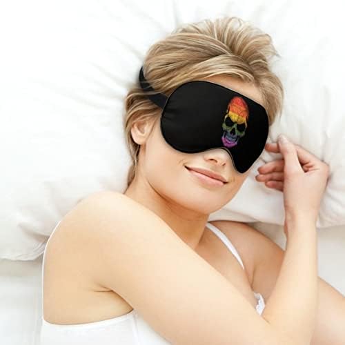 Eşcinsel Gurur Gökkuşağı Bayrağı Kafatası Uyku Maskesi Yumuşak Göz Maskesi Kapak Etkili Gölgeleme Körü Körüne Elastik