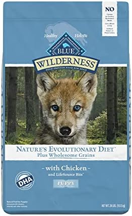 Blue Buffalo Wilderness Yüksek Proteinli Doğal Yavru Kuru Köpek Maması artı Sağlıklı Tahıllar, Tavuk 24-lb