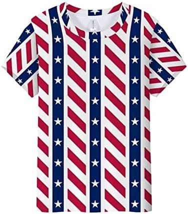 Bayan Vatansever T Shirt Bağımsızlık Günü Yıldız Şerit Baskılı Yaz Rahat Yuvarlak Boyun Kısa Kollu Bluz Tee Tops